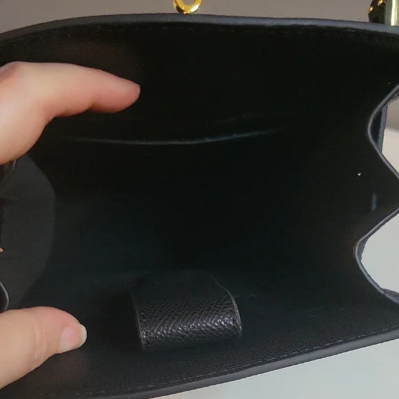 Small Black Leather Crossbody Lock & Key Bag NWT - Picture 4 of 7